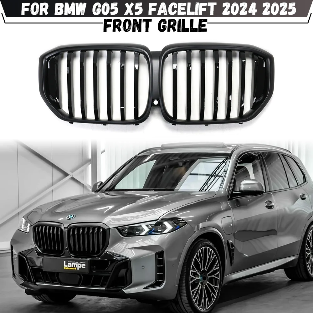 

For BMW G05 X5 LCI Facelift 2024 2025 Single Line Front Radiator Grill Air Intake Grille Racing Exterior BodyKit