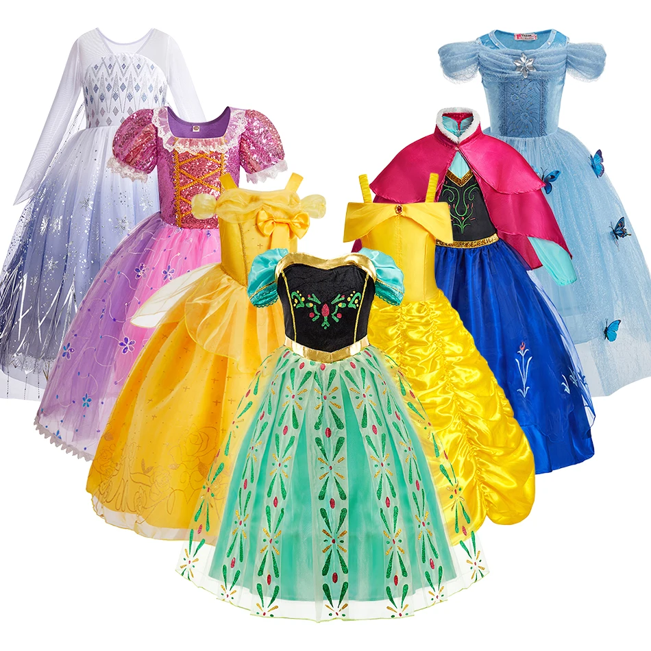 Children Multiple Styles Princess Gown Kids Elsa Carnival Luxury Clothing Little Girls Fancy Cosplay Dress Match with Crinoline