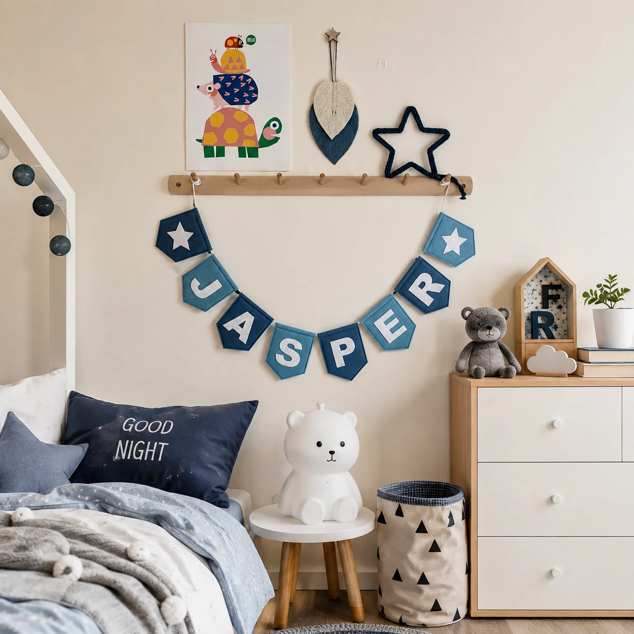Personalized Blue Felt Name Bu - Baby Nursery Bunting review and price