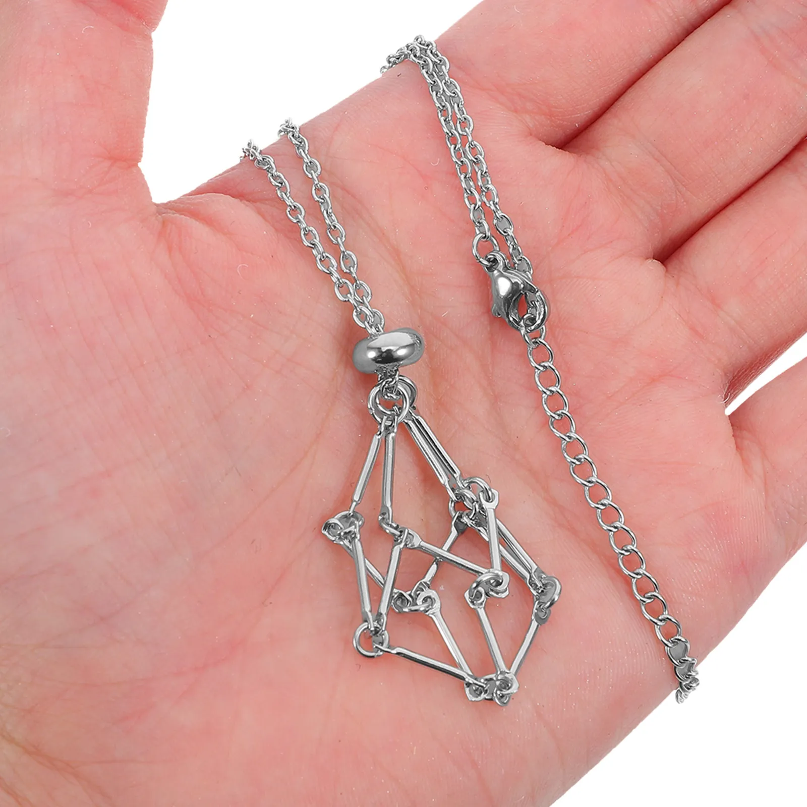 

Adjustable Crystal Necklace Cage Stainless Steel Fish Net Pendant Handmade Artistry for Irregular Natural Stones Crystal Holder