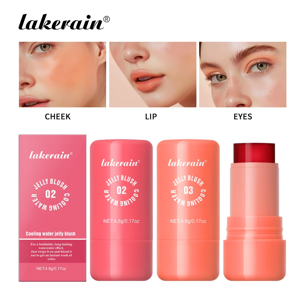 Lakerain Cooling Water Jelly Blush Long-lasting Watercolor Effect Jelly Texture Non-sticky Also as Lip Gloss Matte Blush Makeup