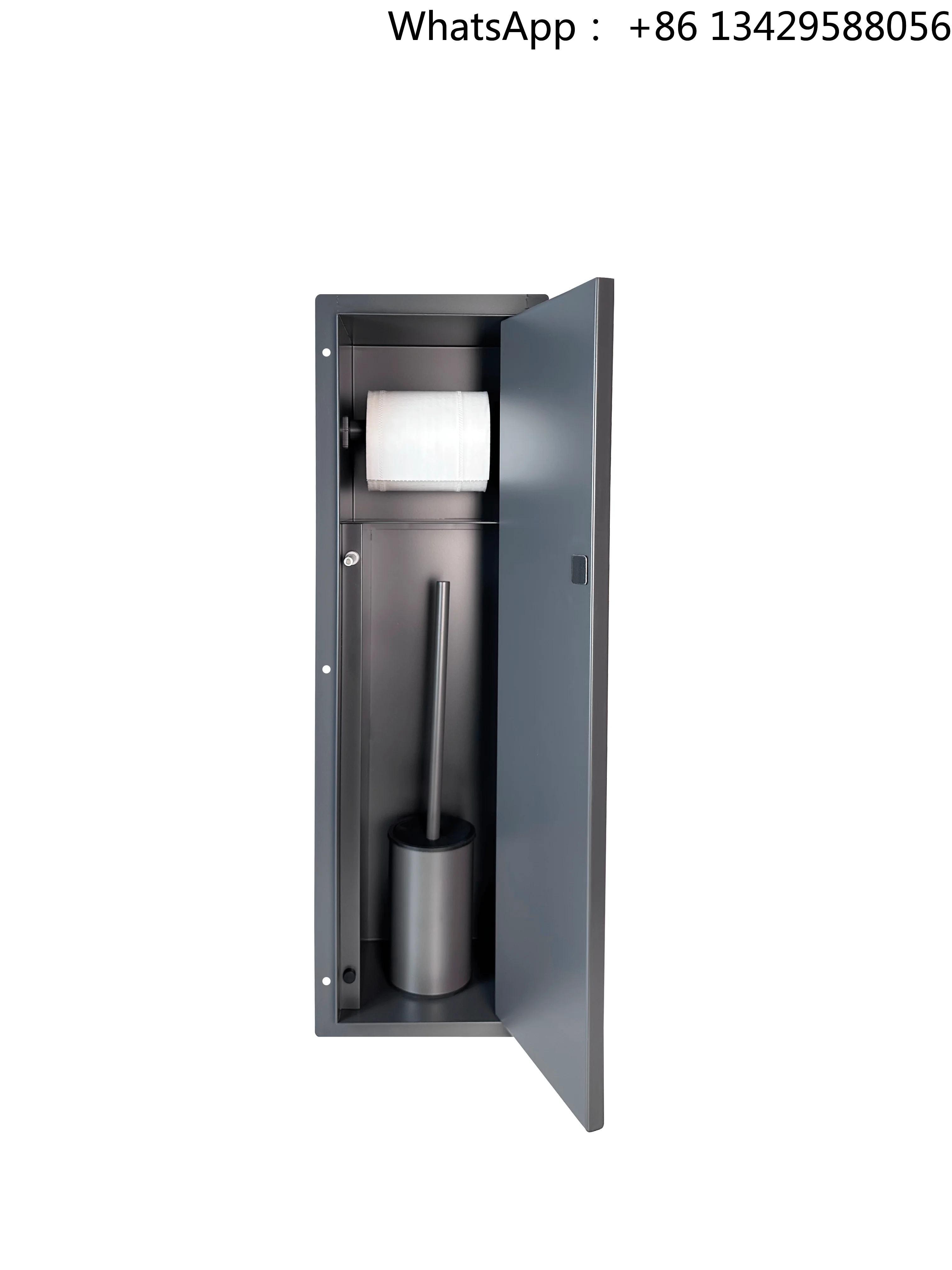 Modern Invisible Design Hidden Tissue Roll Holder Toilet Brush Storage Shelf Concealed SUS304 Toilet Brush Niche for Bathroom