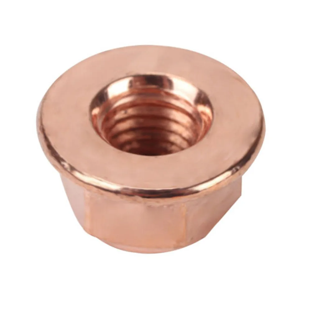 50pcs Copper Exhaust Nuts M8 SW13 Copper-plated Head Stud Lock Nuts Copper Bolt Screw Bolt Screw Turbo Exhaust Stud Hex