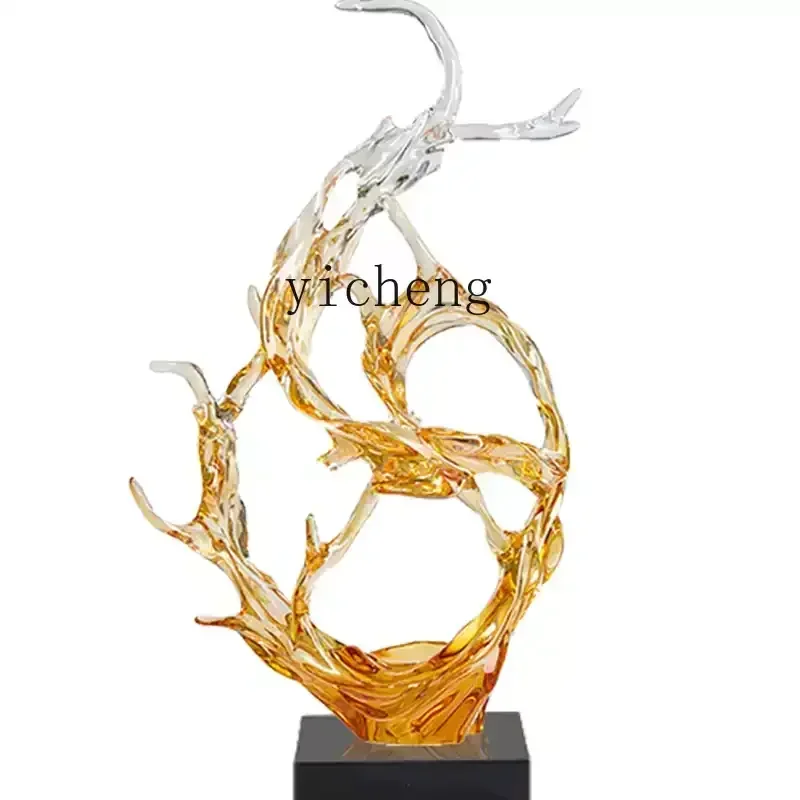 BJ-16  Zws. Hotel lobby floor-to-ceiling ornaments, abstract wave sculptures, living room light luxury entrance decorations