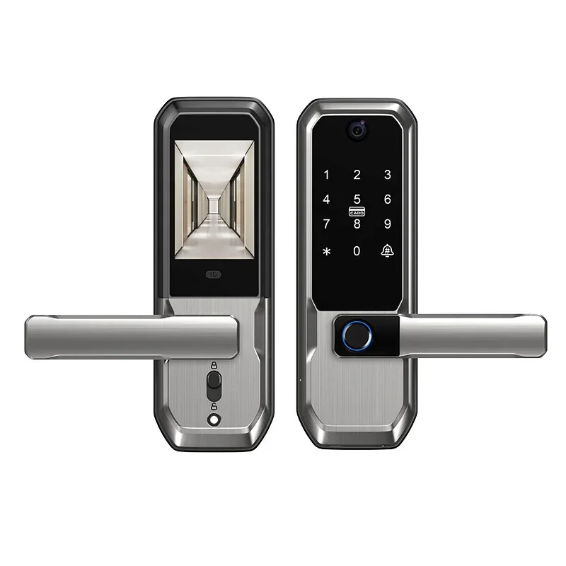 Tuya WiFi Smart Door Lock With Peephole Camera Single Latch Keyless Fingerprint Lock Home Apartment Security Handle Smart Lock