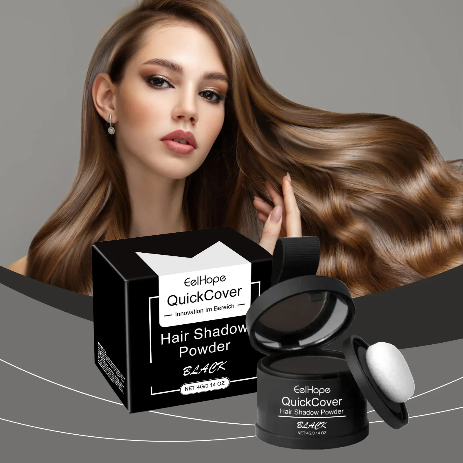 Eelhope Black Hairline Cover Touch Up Powder, Instant Hair Root Concealer Fluffy Fill Powder Boost Makeup Look