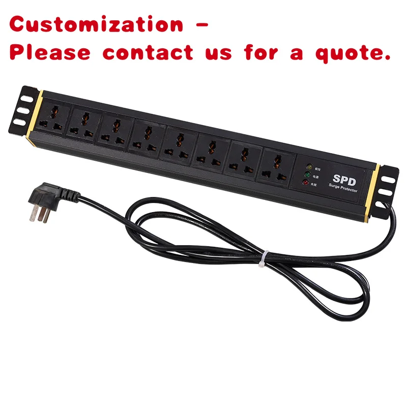 

Custom.13A Алюминиевый сплав PDU 6-позиционный 1,5U 1,8 м * 1,5 с металлическим пластиковым переключателем Оборудование для распределения питания