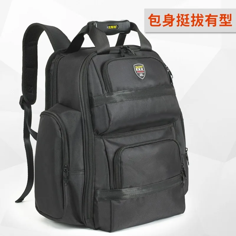 2025 Durable and waterproof tool kit, multi-functional repair canvas computer bag, double-shoulder backpack, electrician
