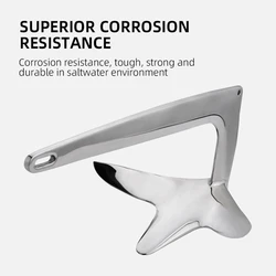 1KG/2KG 316 Stainless Steel Marine Accessories Claw Style Bruce Boat Anchor Corrosion-Resistant Hardware for Yacht