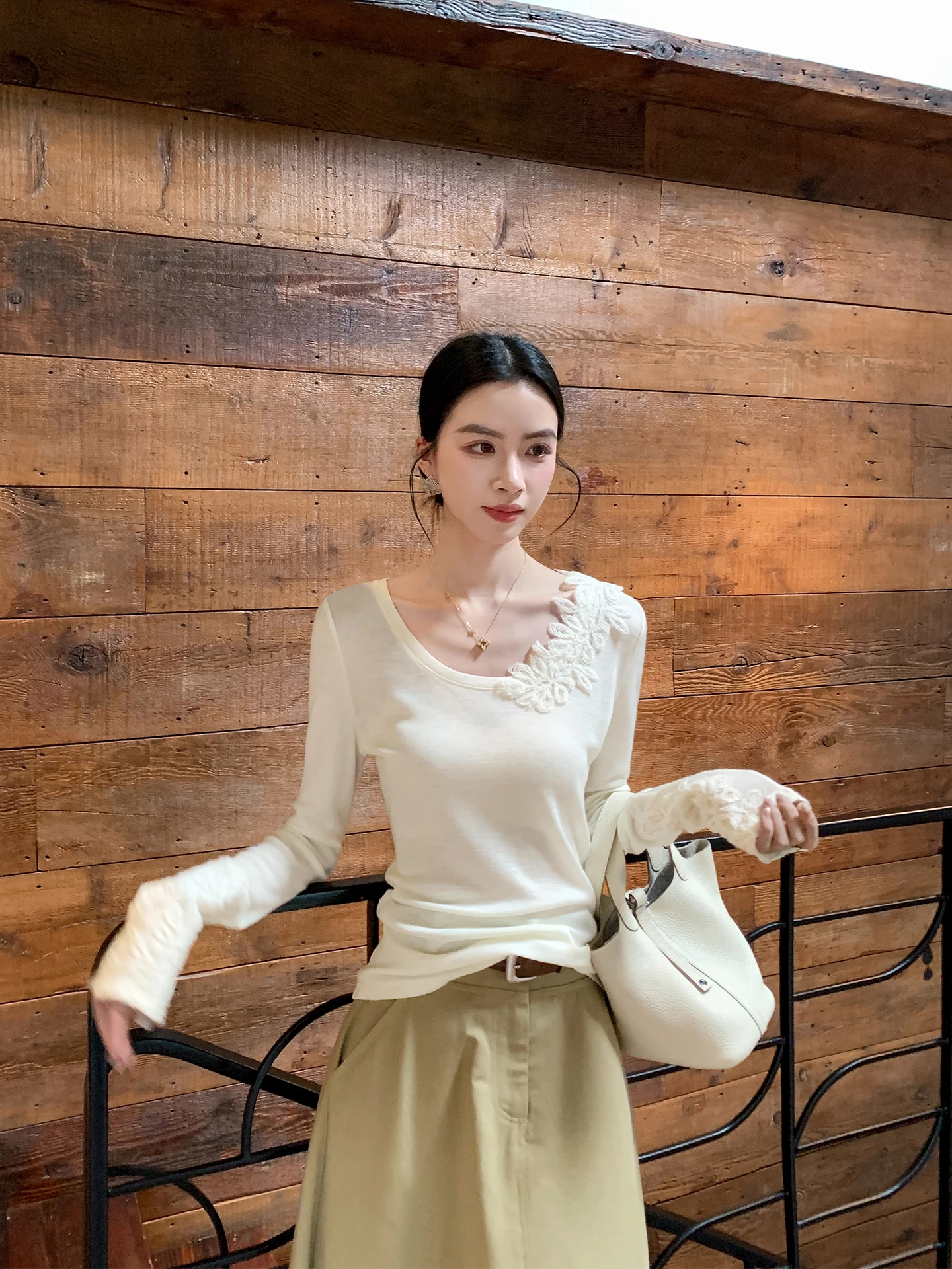 

Ele Wool Blend Knitted Sweater Women's Slim Fit Gentle Spring New Sle Comfortable Breathable Long Sve round Ne Top