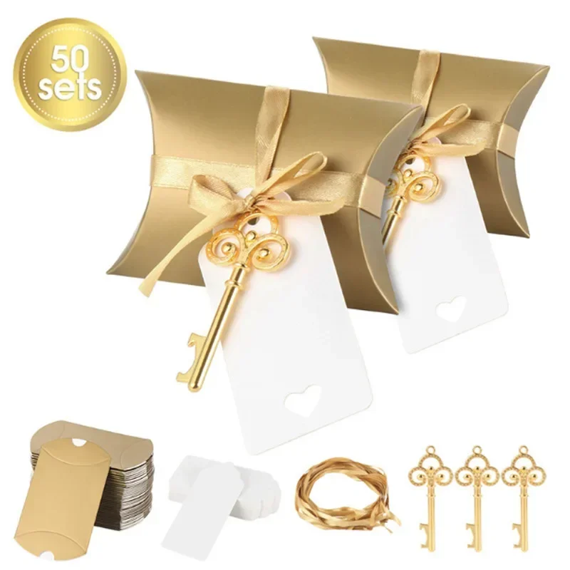 50Pcs Candy Box Key Bottle Openers Bottle Opener Wedding Favors Gift for Wedding Parties Baby Parties Christmas Gifts