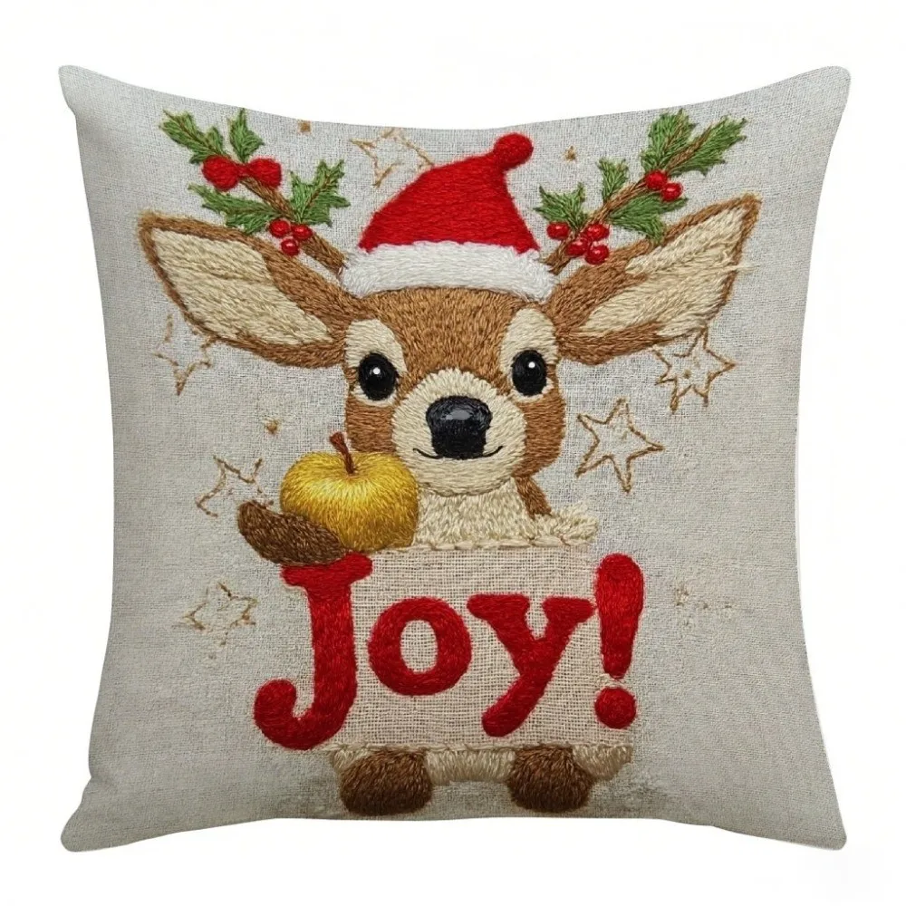 Cartoon Cute Soft Christmas Pillow Covers 2D Printed Reindeer Xmas Pillowslip Tree Elf Snowman Pillow Cover Home
