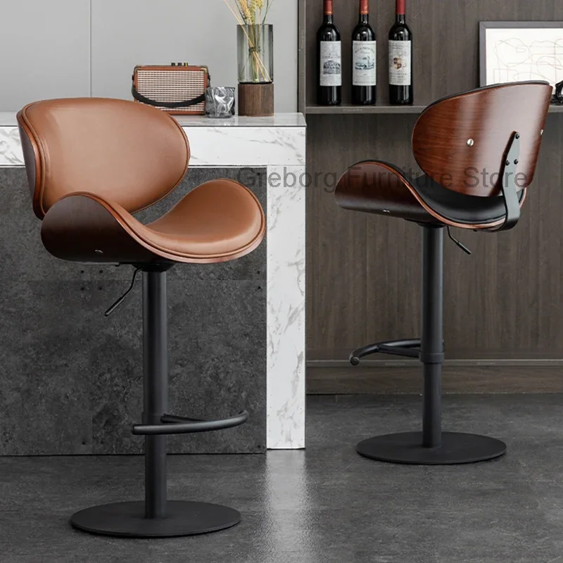 

Luxury Leather Bar Chairs Modern Nordic Office High Stool Bar Chairs Reception Italian Design Home Furniture Barkrukken LLBC