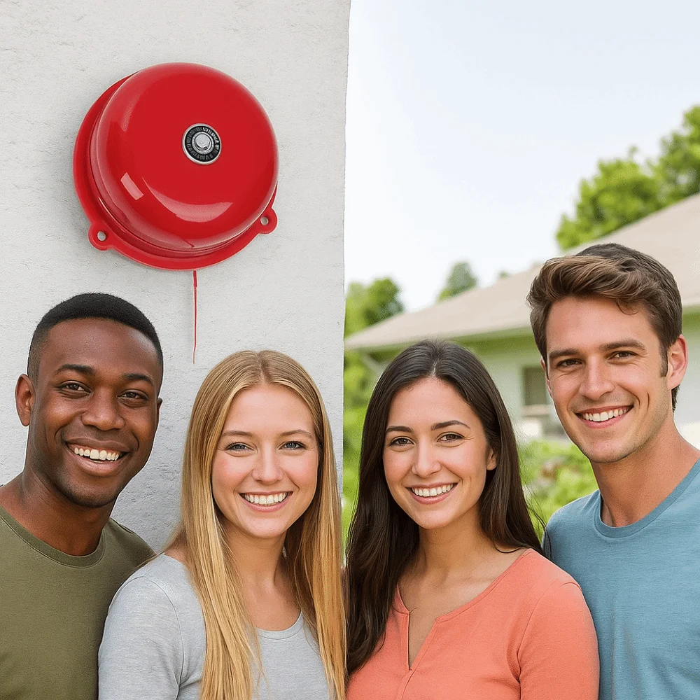 Waterproof Point Fire Alarm AC 220V Internal Strike Type Internal Strike Alarm Bell Electric Bell Metal Manual Call Alarm Bell