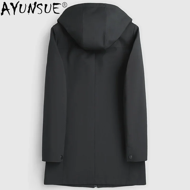 AYUNSUE 2021 Winter Genuine Mink Fur Liner Jacket Male Hooded Black Thick Warm Jackets Men's Real Fur Parkas Veste Homme Gmm448