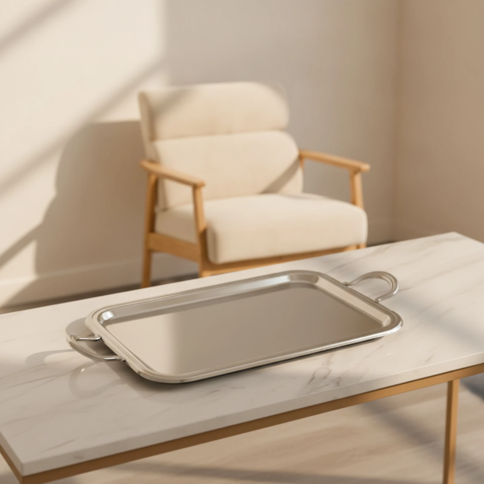 Stainless Steel Tray with Handles Silver Serving Tray with Handles Metal Platter Shiny Heavy-Duty for Hosts, Tea Service