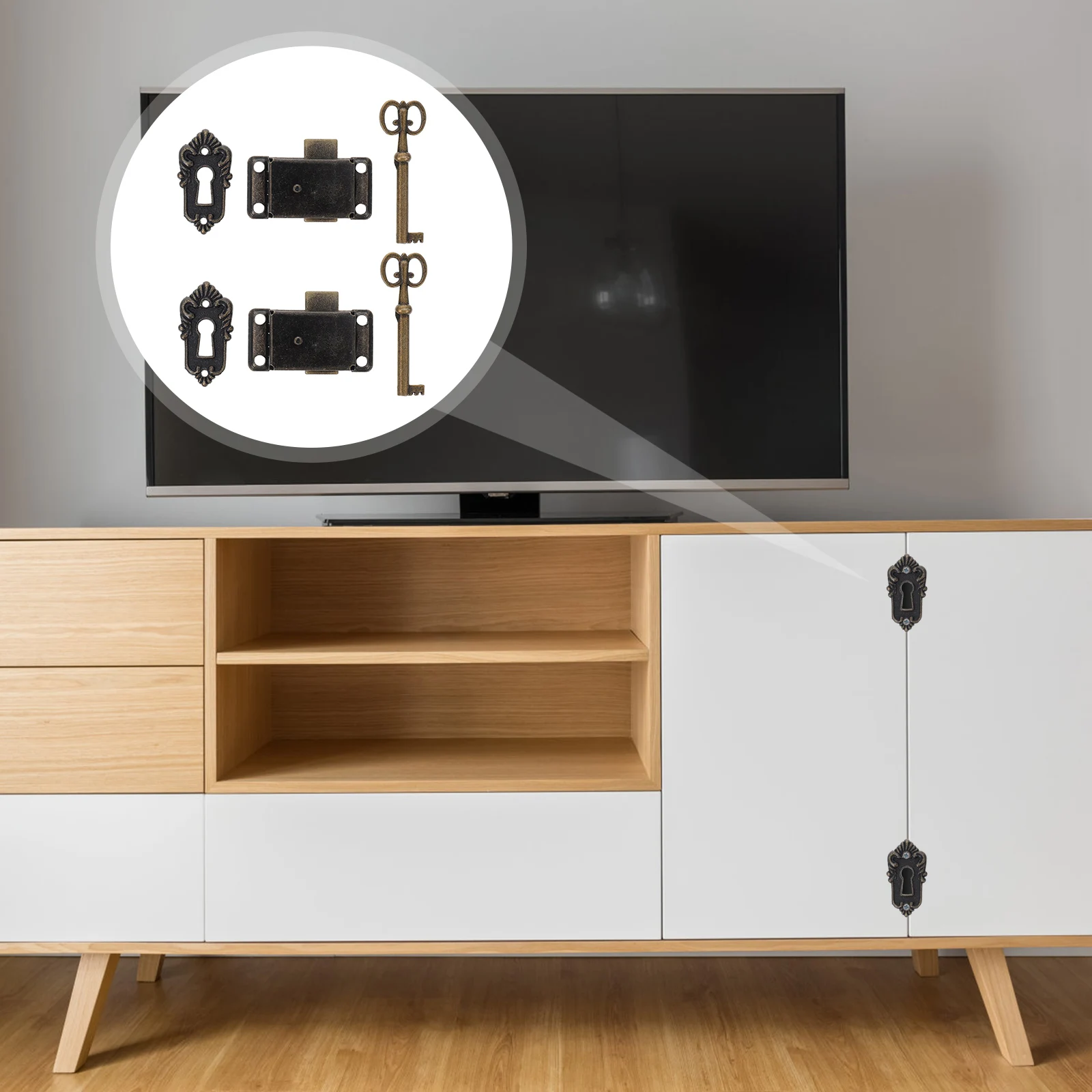 

2pcs Cupboard Retro Metal Furniture Locks For Jewelry Box Vintage Cabinet Latches Decorative Hardware Locks