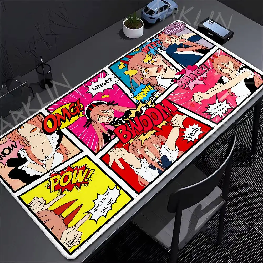 

XXL Black And White Mousepad Computer Keyboard Pad Chainsaw Man Mouse Mat Gamer Soft Office Carpet Table Mat Desktop Mouse Pad