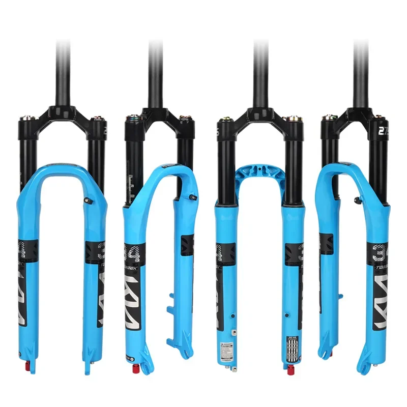 TOSEEK MTB Bicycle Air Fork 26/27.5/29 Inch,Mountain Bike Black Aluminum Alloy Front Fork,120mm Suspension,Quick Release Axle