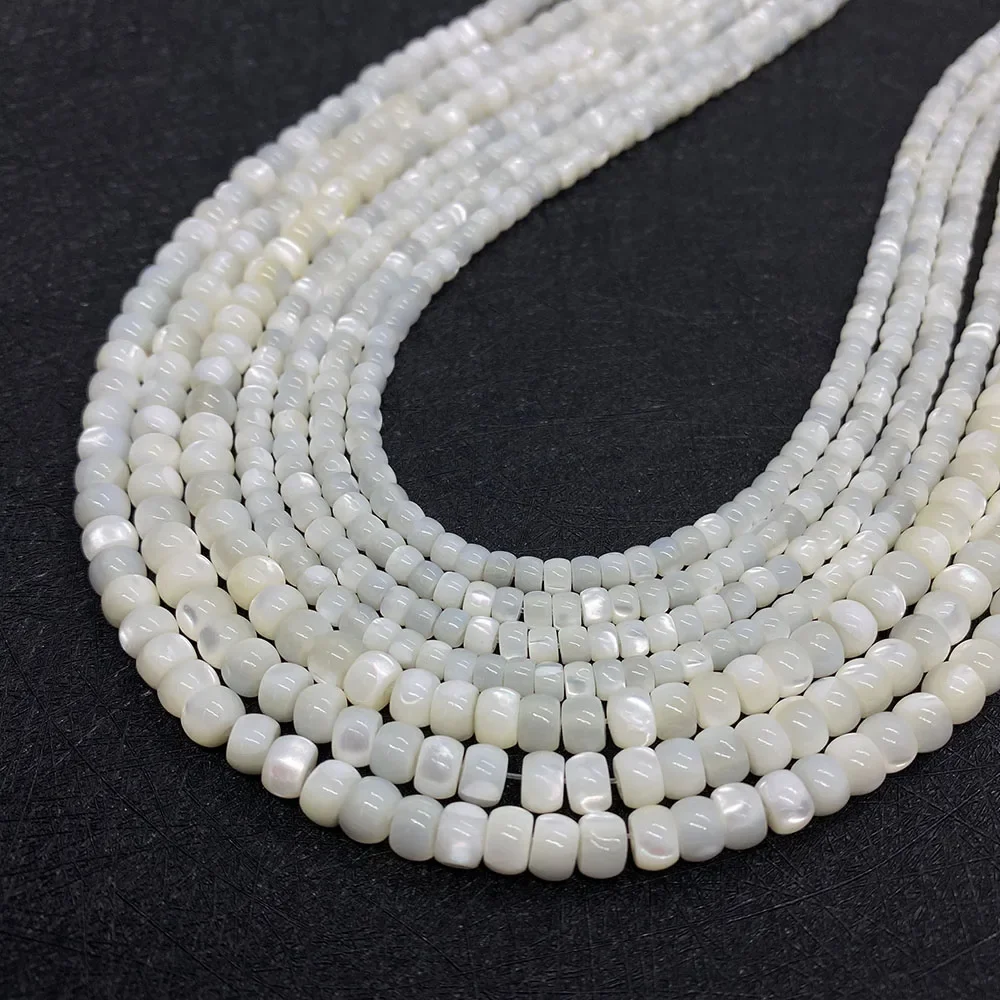 Natural Mother of Pearl Shell Bead Small Rondelle Abacus Pearl Shell Loose Spacer Beads for DIY Jewelry Making Necklace Bracelet