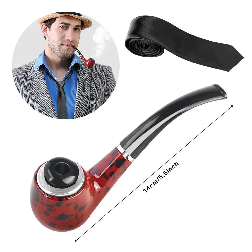 Chapéu de festa de bola masculino dos anos 1920, gangster bandido, chapéu preto, relógio de bolso vintage, alça de charuto falso, grande gatsby