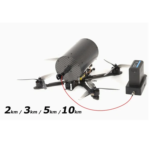 FPV 드론 광섬유 릴레이 익스텐더 모듈 키트, RC 원격 및 리시버 광섬유 UAV, 초장거리 2km, 3km, 5km, 10km