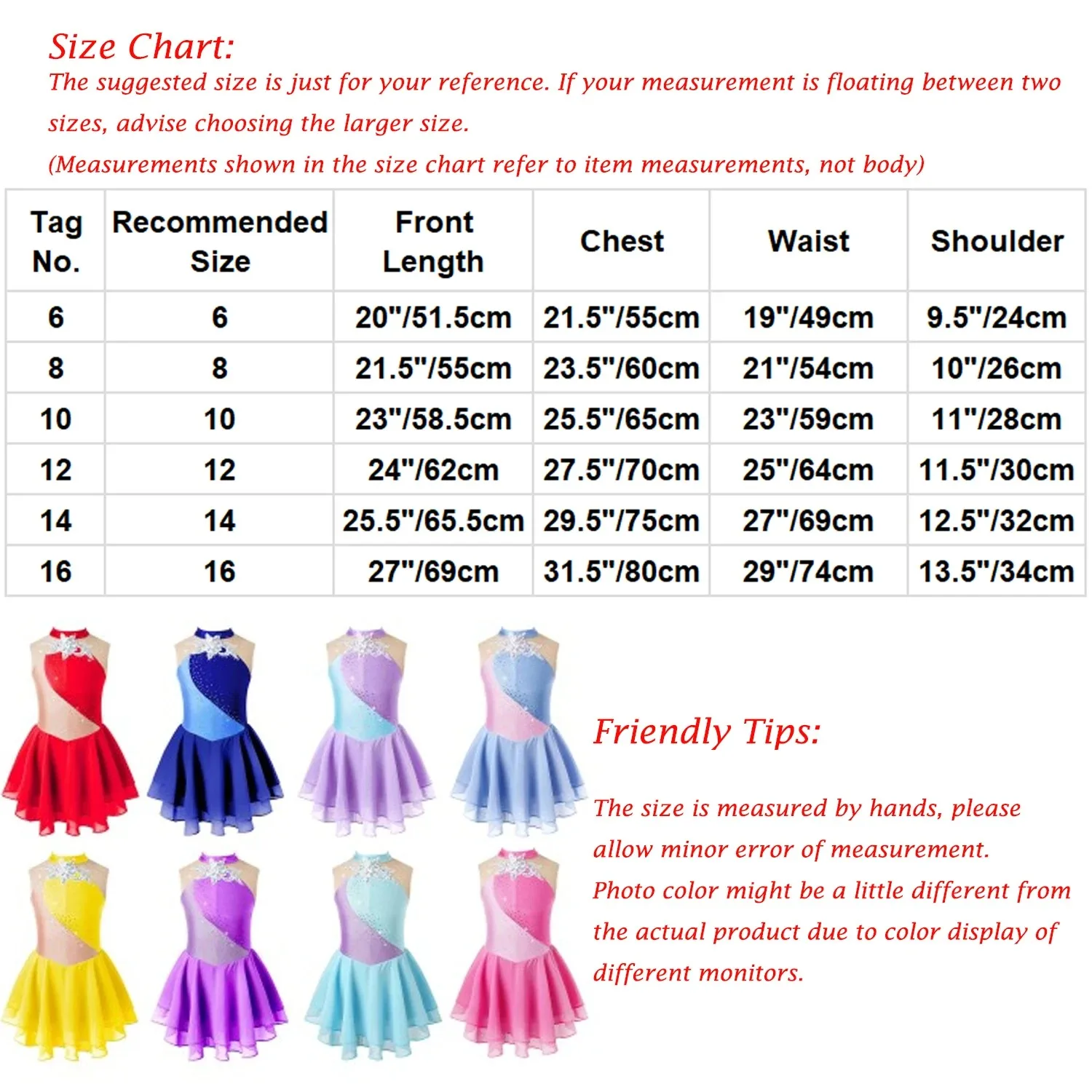 Child Girls Ballet Gymnastics Leotard Rhinestone Figure Ice Skating Dress Ballroom Dance Costume Training Performance Clothing