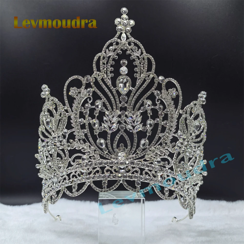 

Levmoudra Women Tall Wedding Hair Accessories Beauty Pageant Headpiece Bridal Tiara Crown