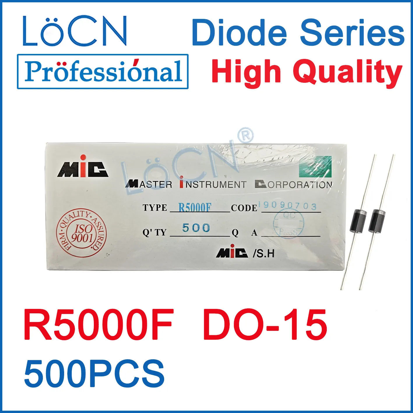 LoCN 500PCS R5000F DO-15 DO-204AC DIODE Chinese MIC High quality 0.2A 200ma 5000V 500PCS
