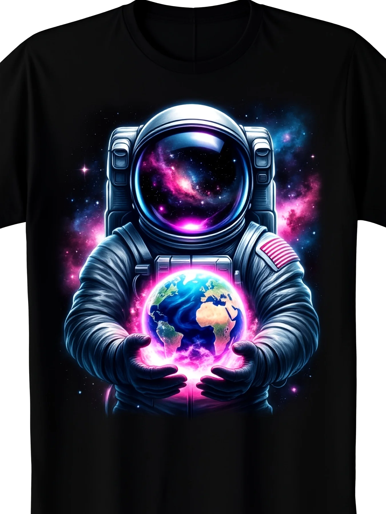 Men'S Casual Short Sleeve Astronaut Planet Earth Outer Space Galaxy Universe Science T-Shirt COMFORTABLE FIT Crew Neck All-Season Wear Vintage Style Playful Graphic Print