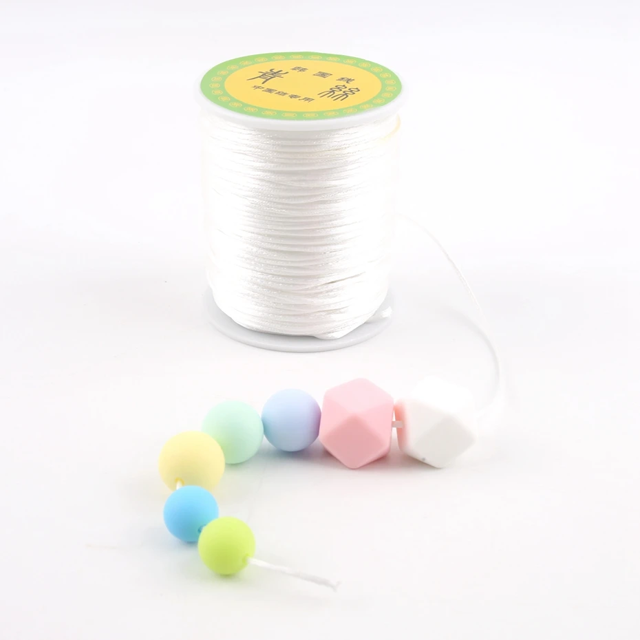 Lassen Sie uns 1pc 1mm 80m Satin Seide Seil Nylons chnur bunte Baby Beißring Zubehör Beiß kette Halskette Rattail Schnur DIY Werkzeug Spielzeug machen – Detail 15