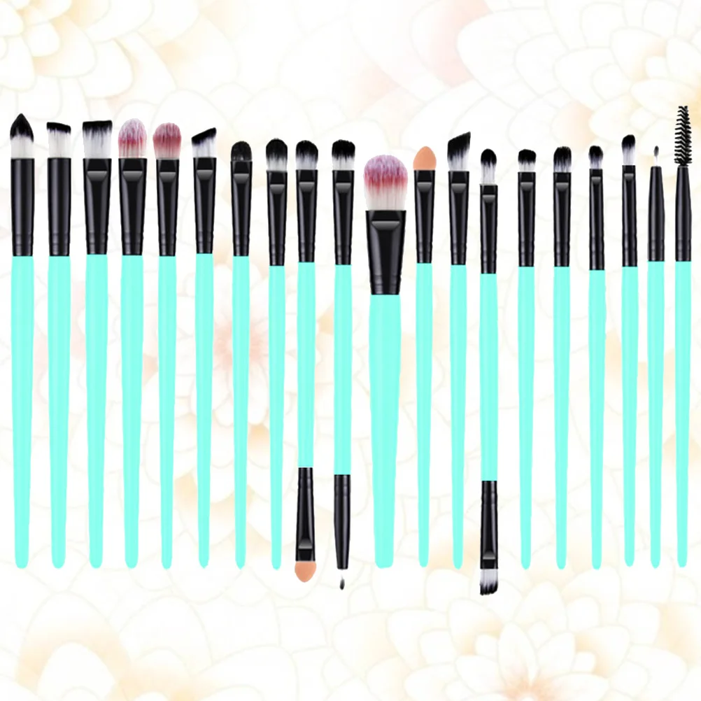 Set di pennelli per ombretto da 20 pezzi Manico in plastica Kit per trucco occhi portatile per applicazione ciglia eyeliner Setole in nylon Grigio Nero