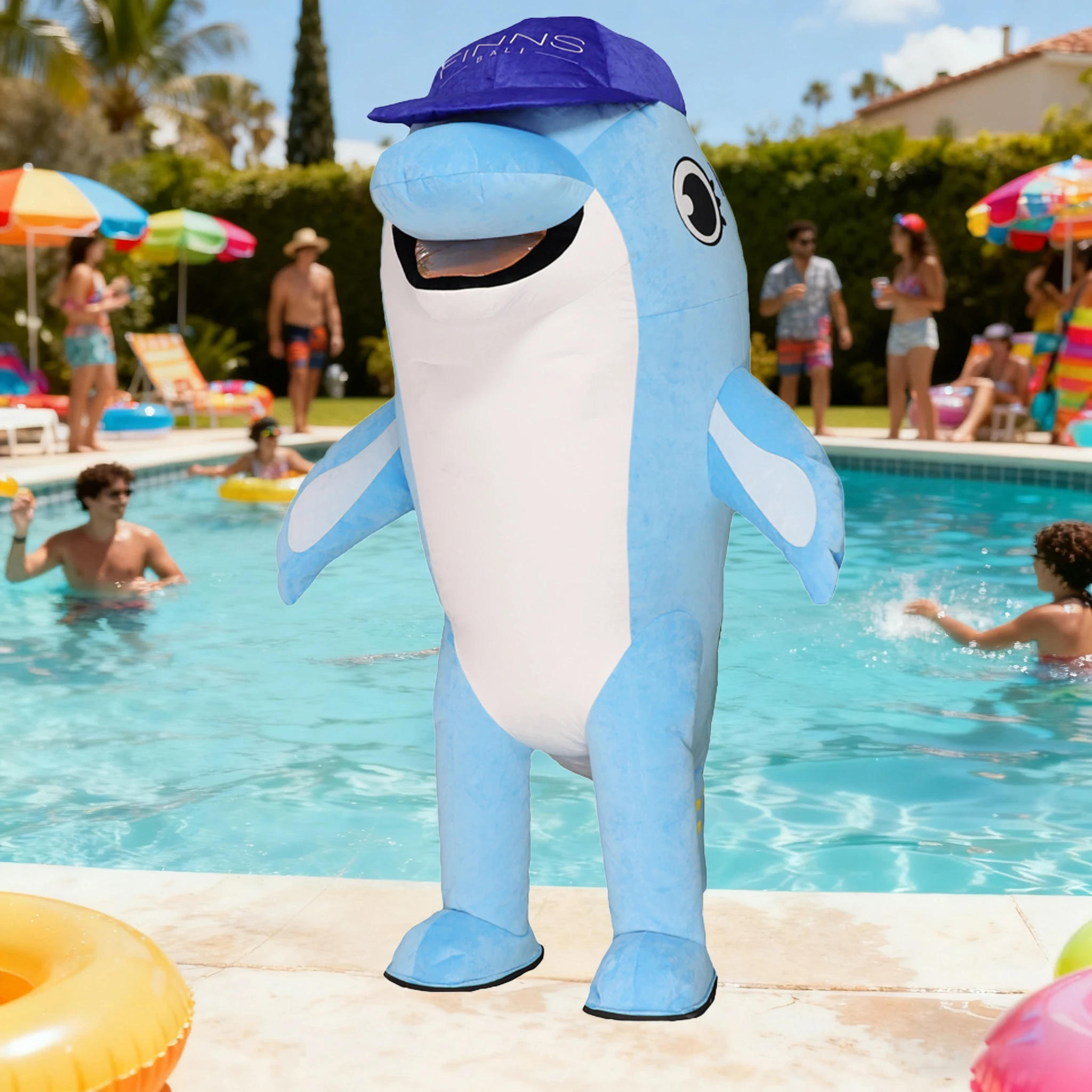Cartoon Dolphin Inflatable Costume Mascot Parade Adult Character Cosplay Halloween Circus Party Event Set