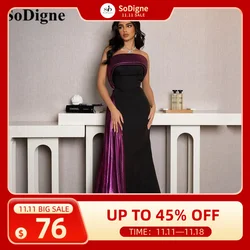 SoDigne Black Mermaid Arabic Evening Dresses Drapped Women Strapless Formal Prom Gowns Long Special occasion Dress Customized