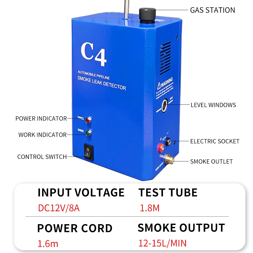 Smog Machine Car Leak Detector,Evap Vacuum Smoke Diagnostic Tester,Pipe Fuel Leak Detection Compatible with 12V Vehicles view 5