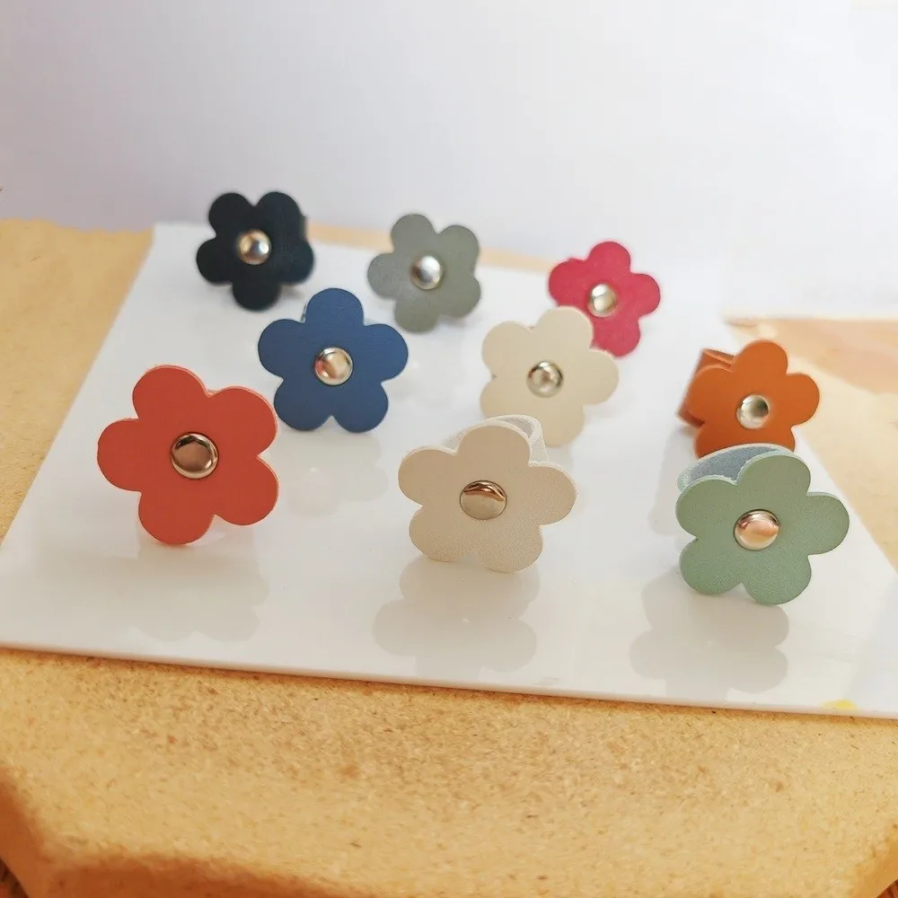 Portable Leather Flower Cable Winder Portable Reusable Cord Organizer Clips Fastening Straps Earphone Cord