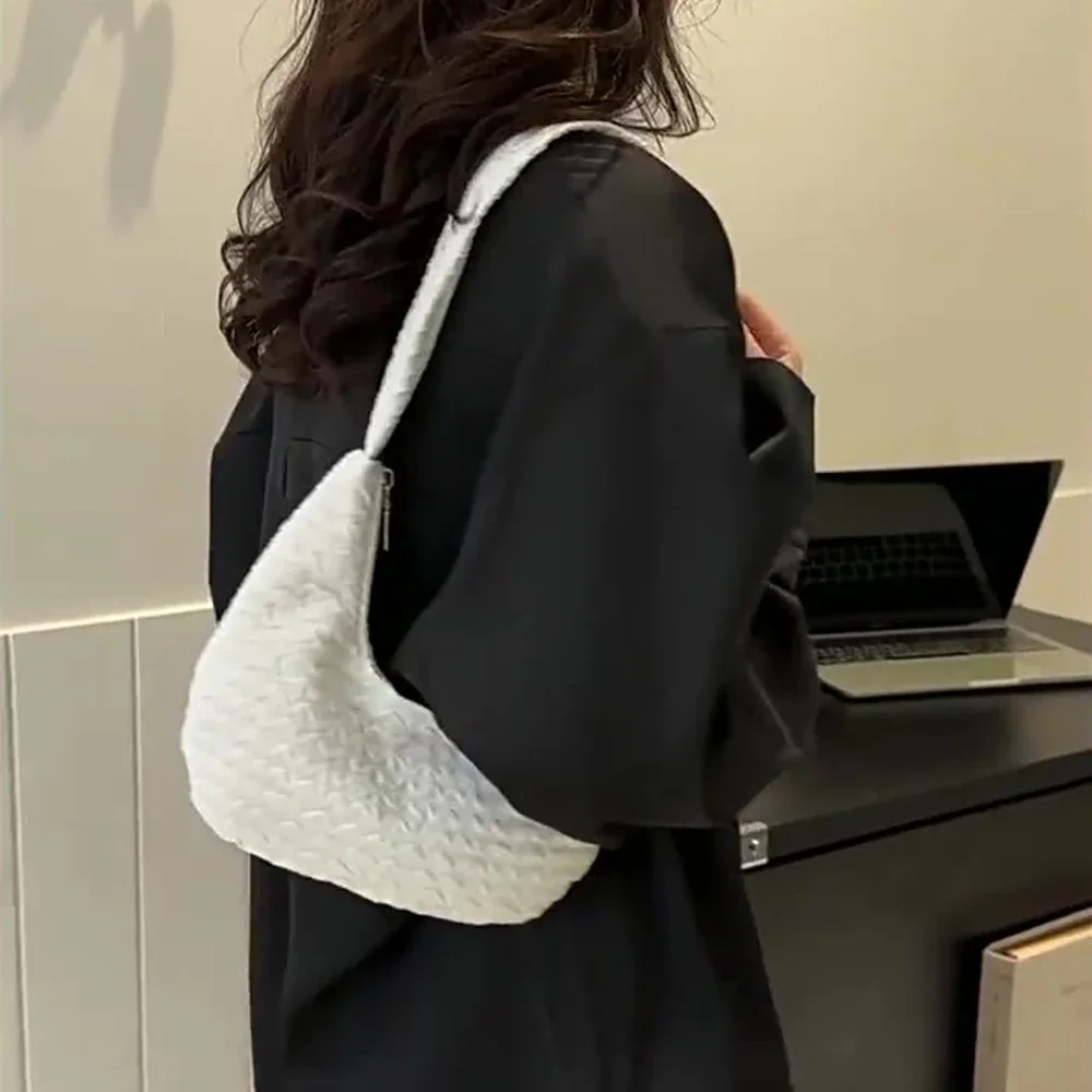 Korean Fashion Women Shoulder Bag Casual Simple Soft Handbags Designer Artistic Style Underarm Bag Sweet Dumplings Bag