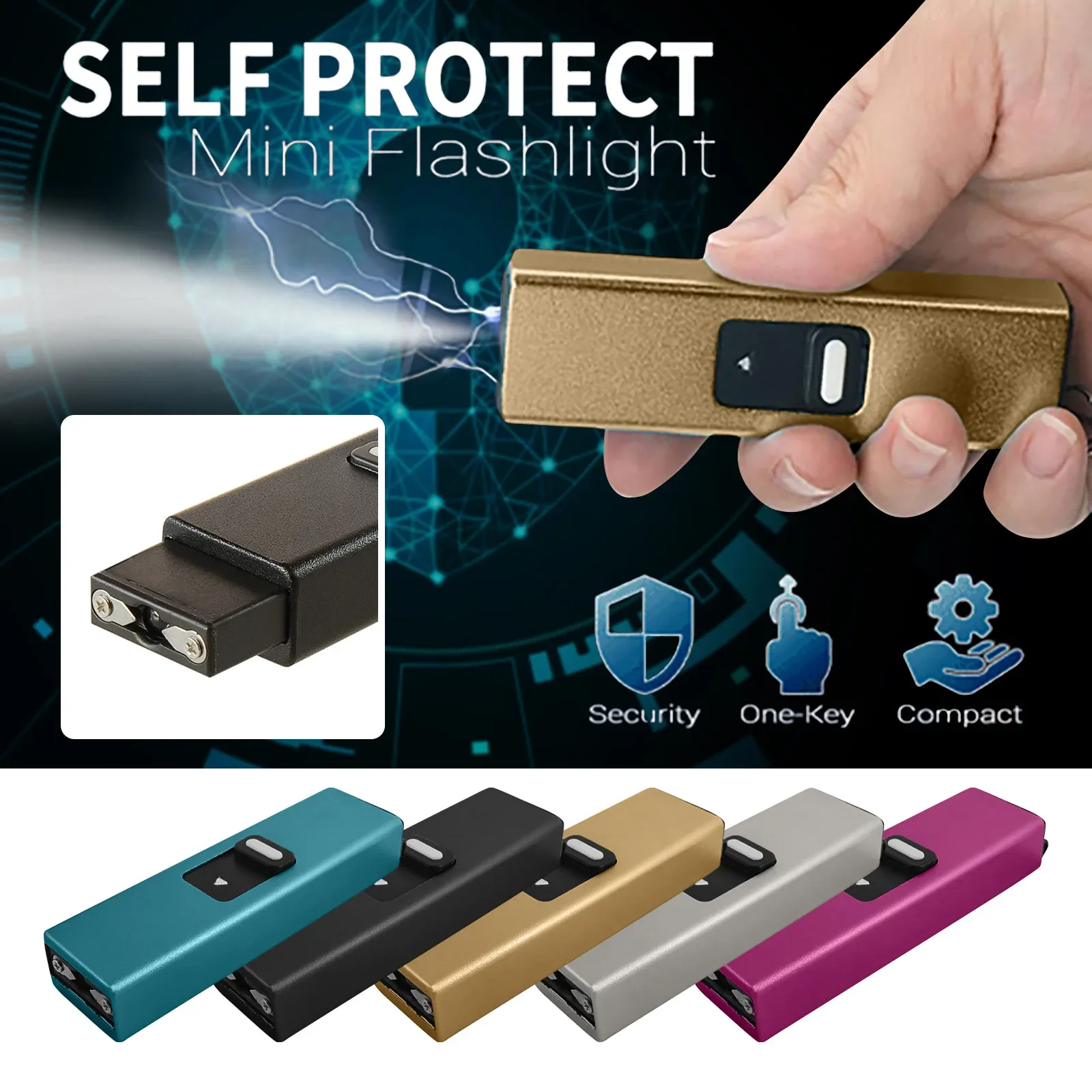 2 IN-1 Multifunction Self-Defense Pulse Arc Electronic Lighter USB Rechargeable LED Lighting Windproof High Power Men's Lighter