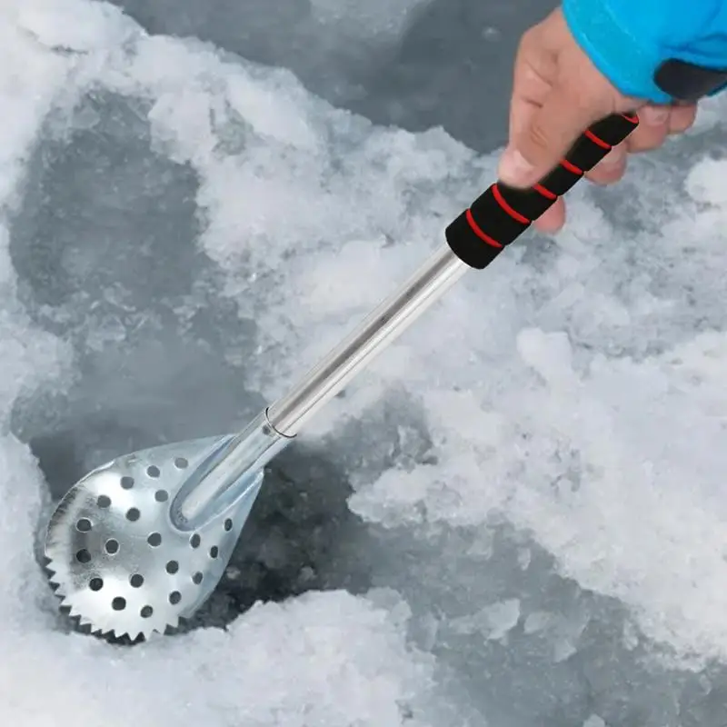 Skimmer Ice Fishing Spoon Portable Comfortable Grip Ice Scoop Winter Fishing Skimmer for Easy Removing Slush, Snow, Ice