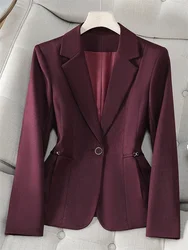 Women Blazer 2025 New Fuchsia Apricot Black Long Sleeve Single Button Suit Ladies Work Wear Jacket Coat Female Outerwear 4XL