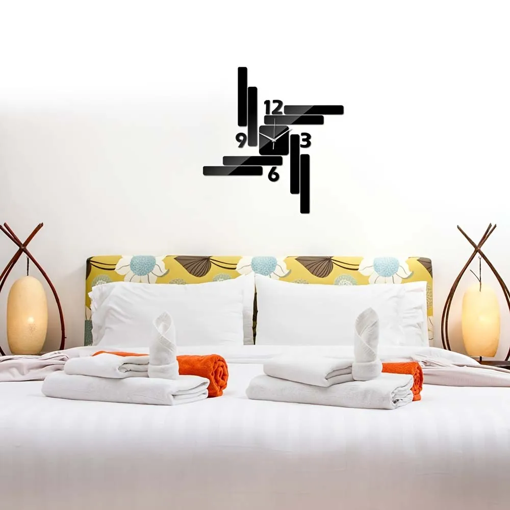1pc Home Decoration 3d Acrylic Rectangular Mirror Wall Clock Diy Fashion Wall Sticker Clock No Battery Living Room Modern