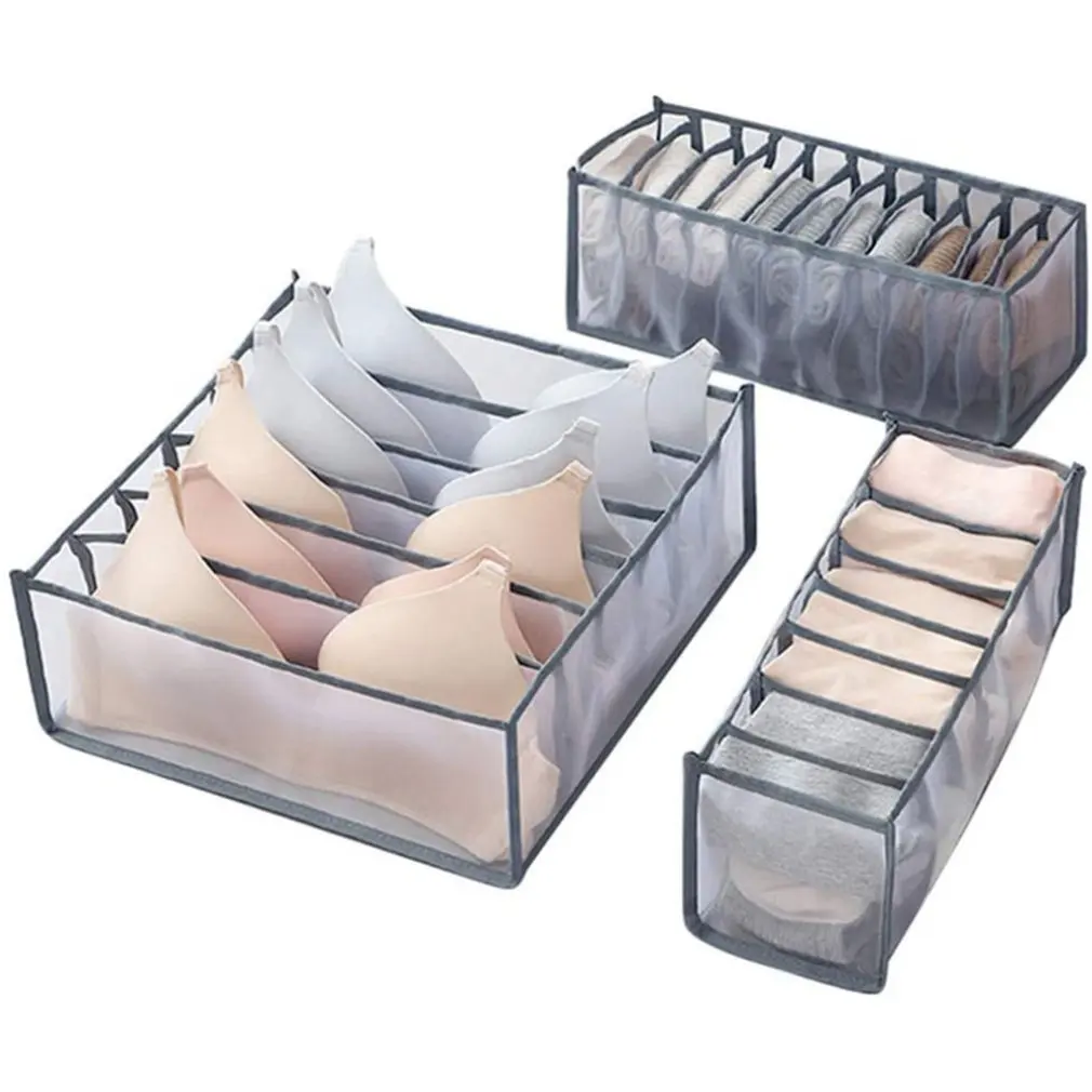 

Underwear Storage Boxes 3-piece Set Socks Closets And Drawers Drawer Division Folding Case Wardrobe Storage Container Boxes