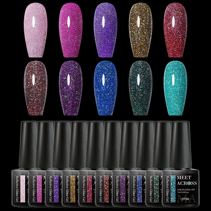 

6pcs/set Reflective Glitter Gel Nail Polish Holographic Sparkling Soak Off UV LED Gel Polish for Manicure Nails nail supplies