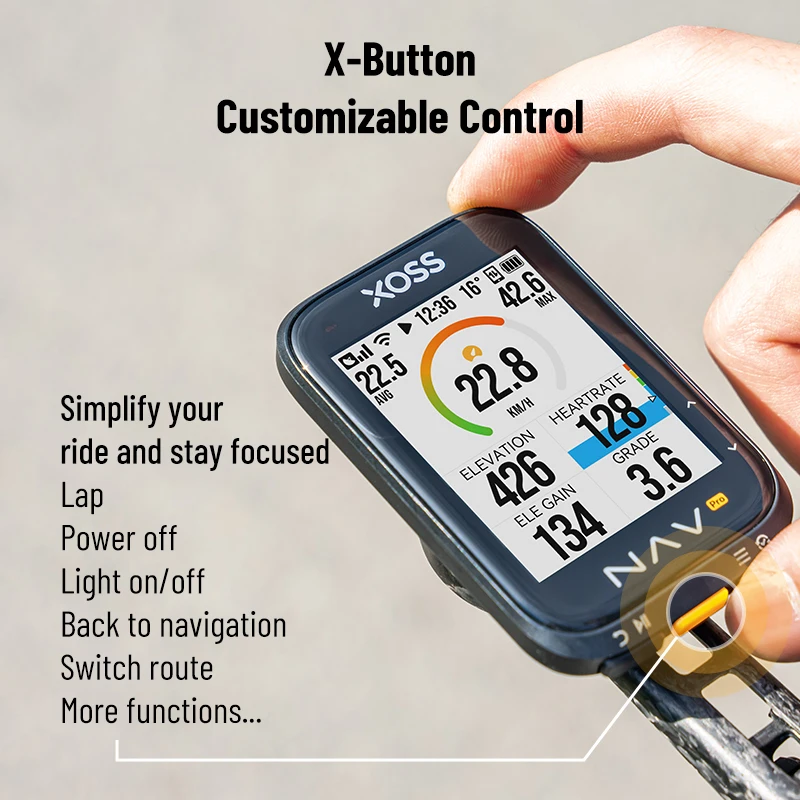 XOSS NAV Pro Bicycle Computer Colorful Touch Screen Smart Navigation Bicycle Speedometer Wireless GPS ANT+ Cadence IPX7 Odometer