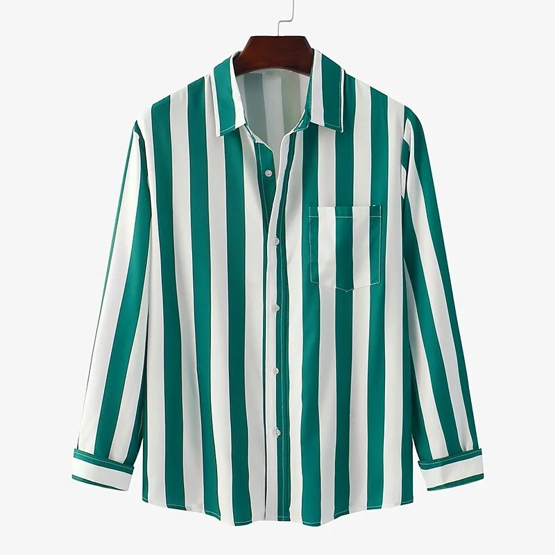 2026 New Style Men's And Women's Long-Sleeved Blue Striped Printed Shirt Elegant Social Wear Camisas Para Hombre Elegantes
