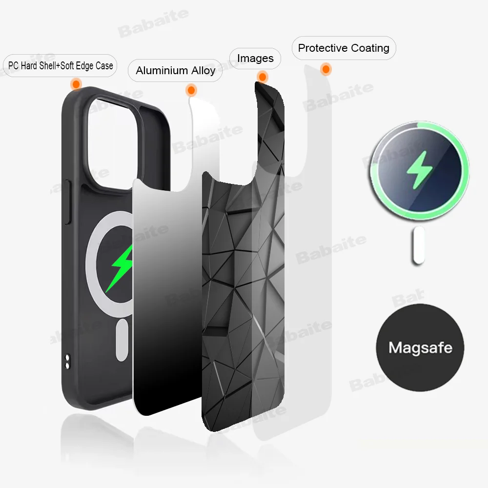 Luxury Geometry Cool Phone Case Magnetic Case For iPhone 14 13 12 11 15 Pro Max Plus Mini For Magsafe Wireless Charge Cover image 2