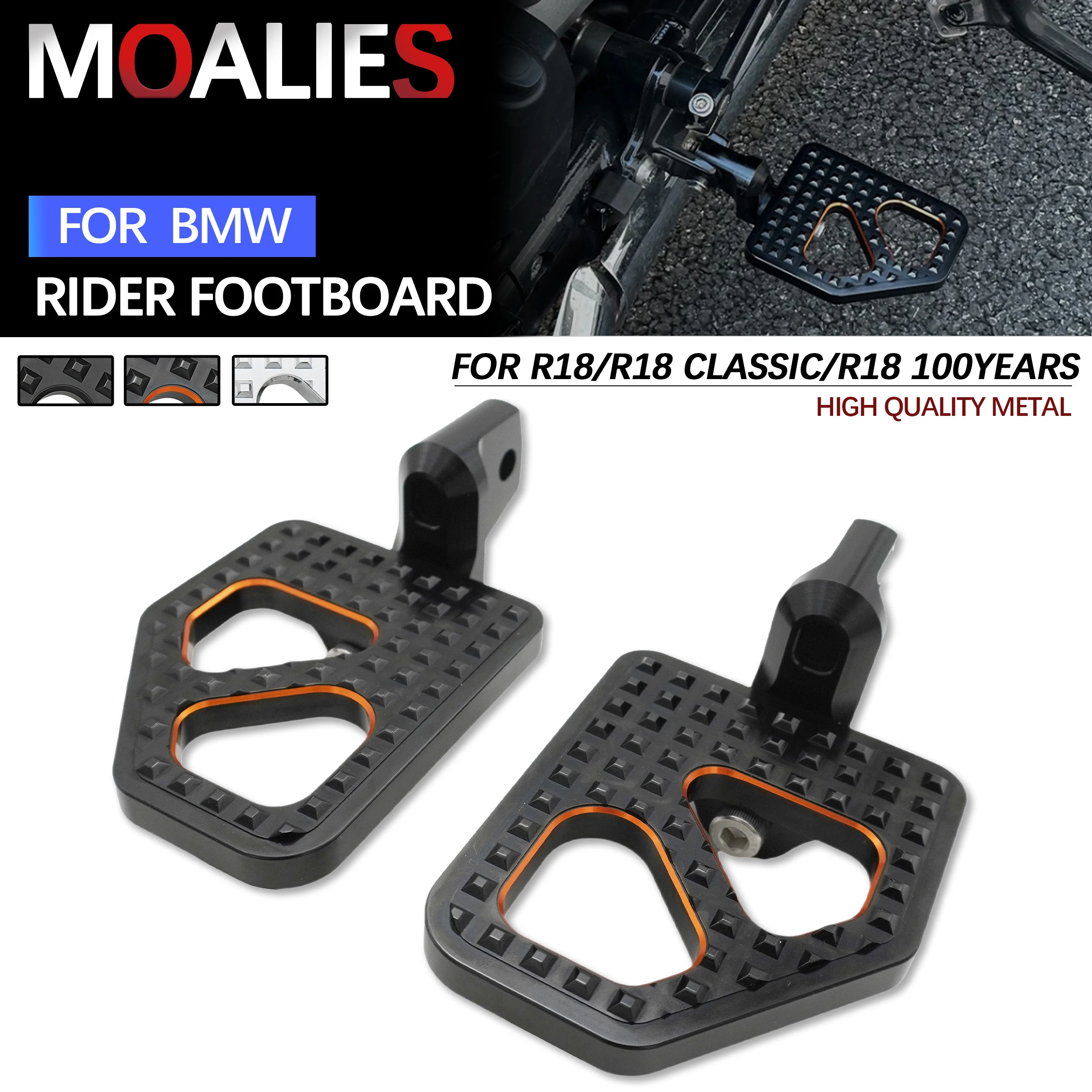 Reposapiés Delantero Ancho para Conductor y Pasajero para BMW R 18 100 Year R18 Classic 2020 2021 2022 2023 2024