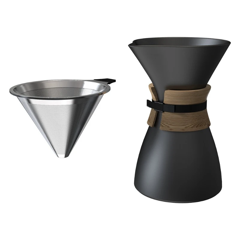 

Stainless steel coffee filter double filter drip type hand-brewed ceramic coffee pot