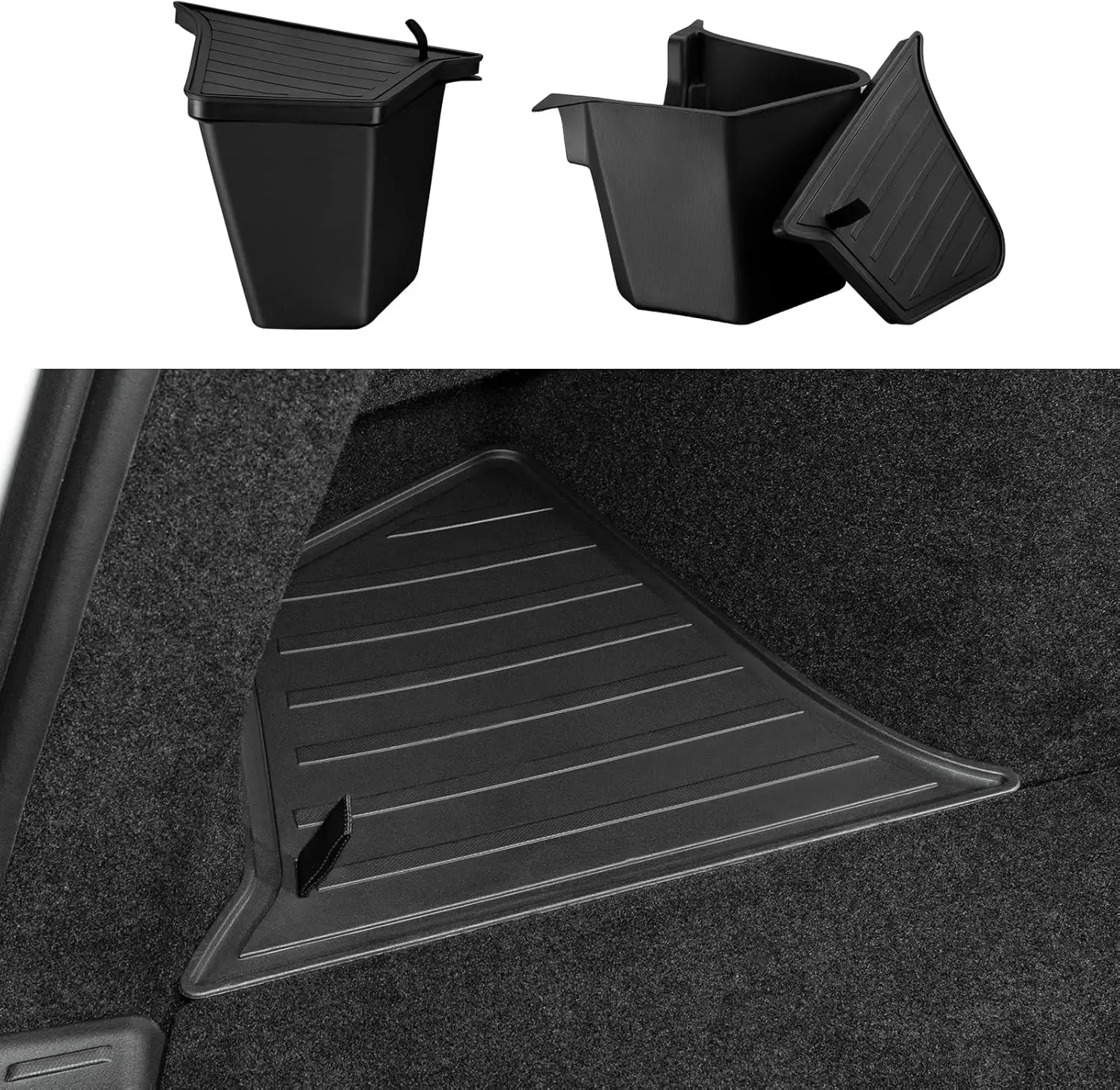 

2PCS Trunk storage for Tesla Model Y 2026 Juniper TPE Lid Waterproof Rear Trunk Side Storage box Large capacity Accessories