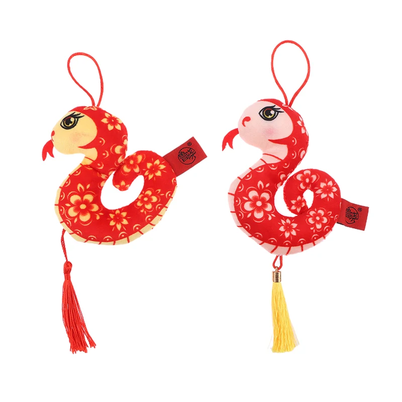 Cute Cartoon 2025 Chinese New Year Zodiac Snake Plush Keychain Bag Pendant Stuffed Doll Lucky Mascot For Children Gifts